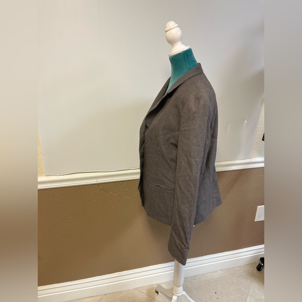 Lafayette 148 New York 100% Wool Blazer Size 12 Brown Tailored Jacket Career - Picture 3 of 10